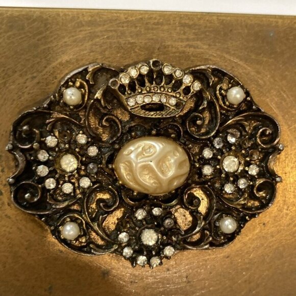 Vintage Brass Rhinestone Jewelry Box - Picture 7 of 11